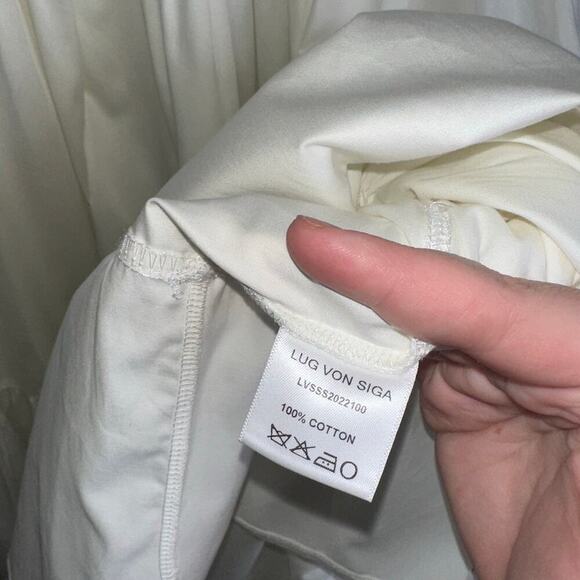 Lug Von Siga Daphne Embroidered Puff Sleeve Maxi Dress Off-White Size 34 FR/US 2 - Picture 9 of 12